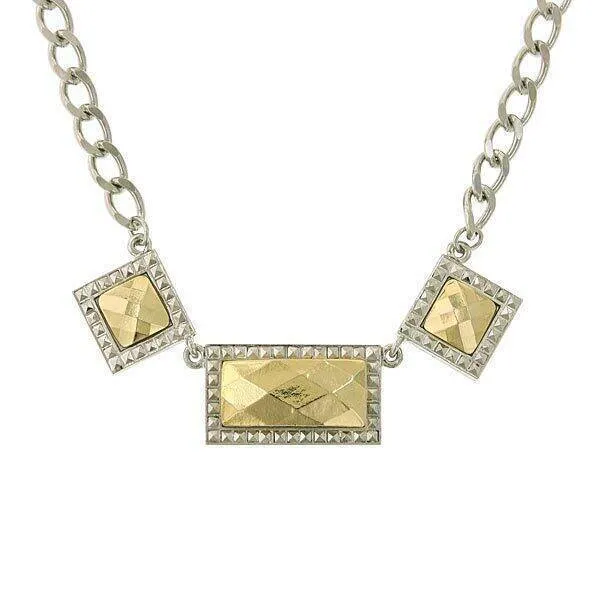 1928 Jewelry Fusion Lux 3 Horizontal  Necklace 16"   3" Extender