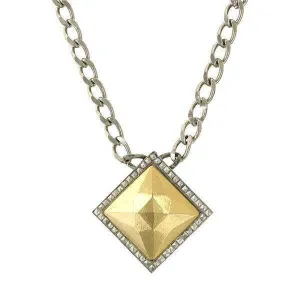 1928 Jewelry Fusion Lux Square Pendant Necklace 16"   3" Extender