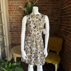 1960s Fall Florals Pleats Dress