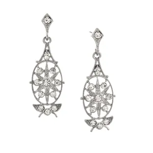 2028 Jewelry Crystal Starburst Filigree Post Drop Earrings