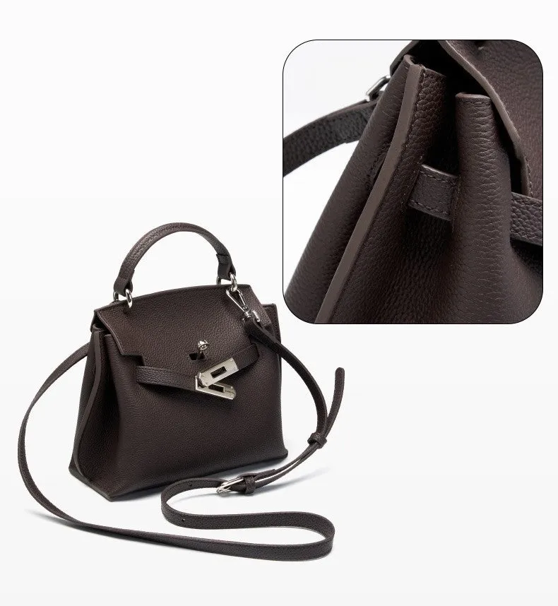 20CM top layer cowhide leather Kelly crossbody bag 2952 black