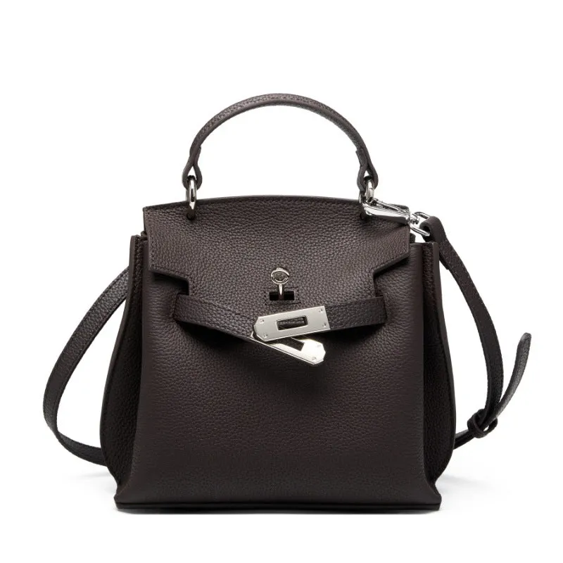 20CM top layer cowhide leather Kelly crossbody bag 2952 black