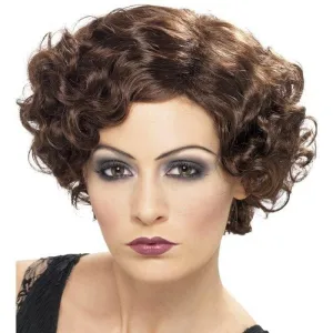 20s Flirty Flapper Wig Adult Brown Short Wavy