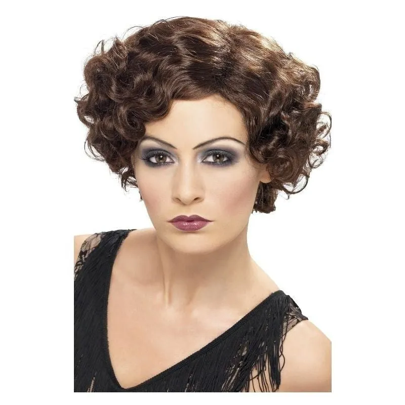 20s Flirty Flapper Wig Adult Brown Short Wavy