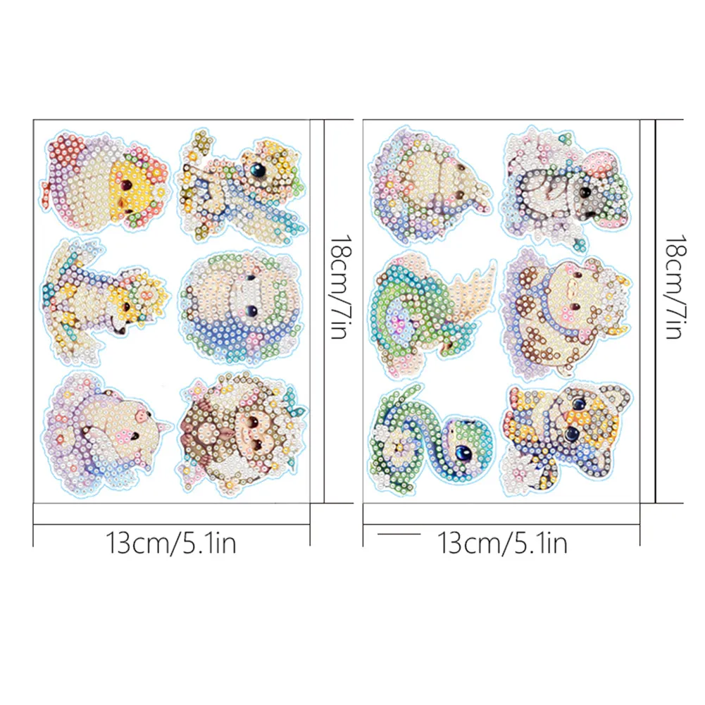 2pcs Gem Sticker Diamond Art 5D Paint by Numbers DIY for Kids Beginner Toys Kits