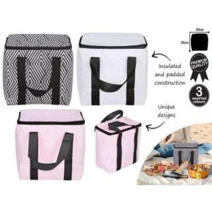 3 Assorted Design Deluxe Insulated Maze Cooler Bag - 25cm x 25cm