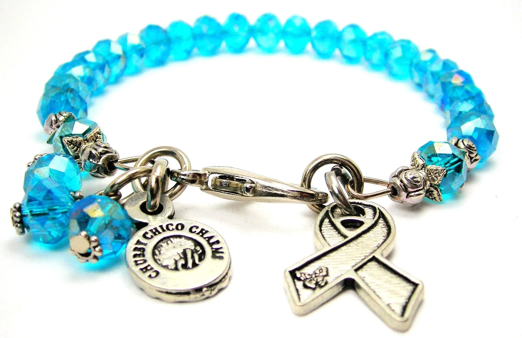 3 Piece PCOS Awareness Ribbon Buterfly Trio Expandable Bangle Bracelet Set