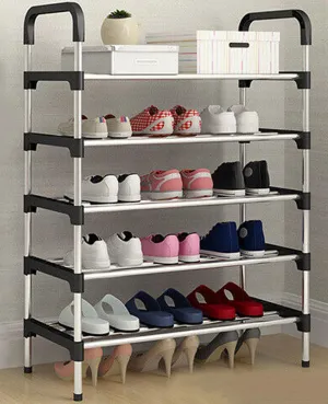 5 Tier Stainless Steel Shoe Rack - Multipurpose Storage Rack