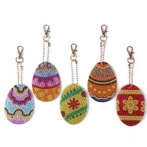 5pcs Egg Space Special Shaped DIY Diamond Painting Kit Keychain for Bag Key