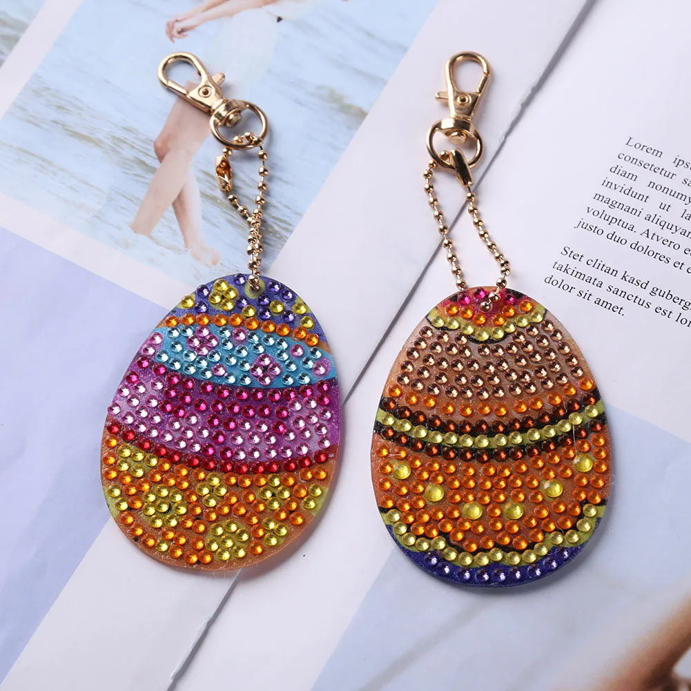 5pcs Egg Space Special Shaped DIY Diamond Painting Kit Keychain for Bag Key