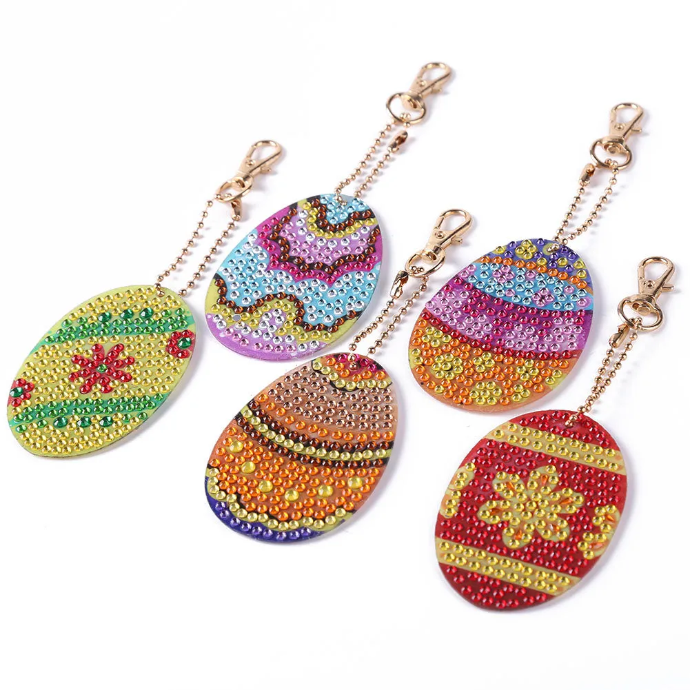 5pcs Egg Space Special Shaped DIY Diamond Painting Kit Keychain for Bag Key