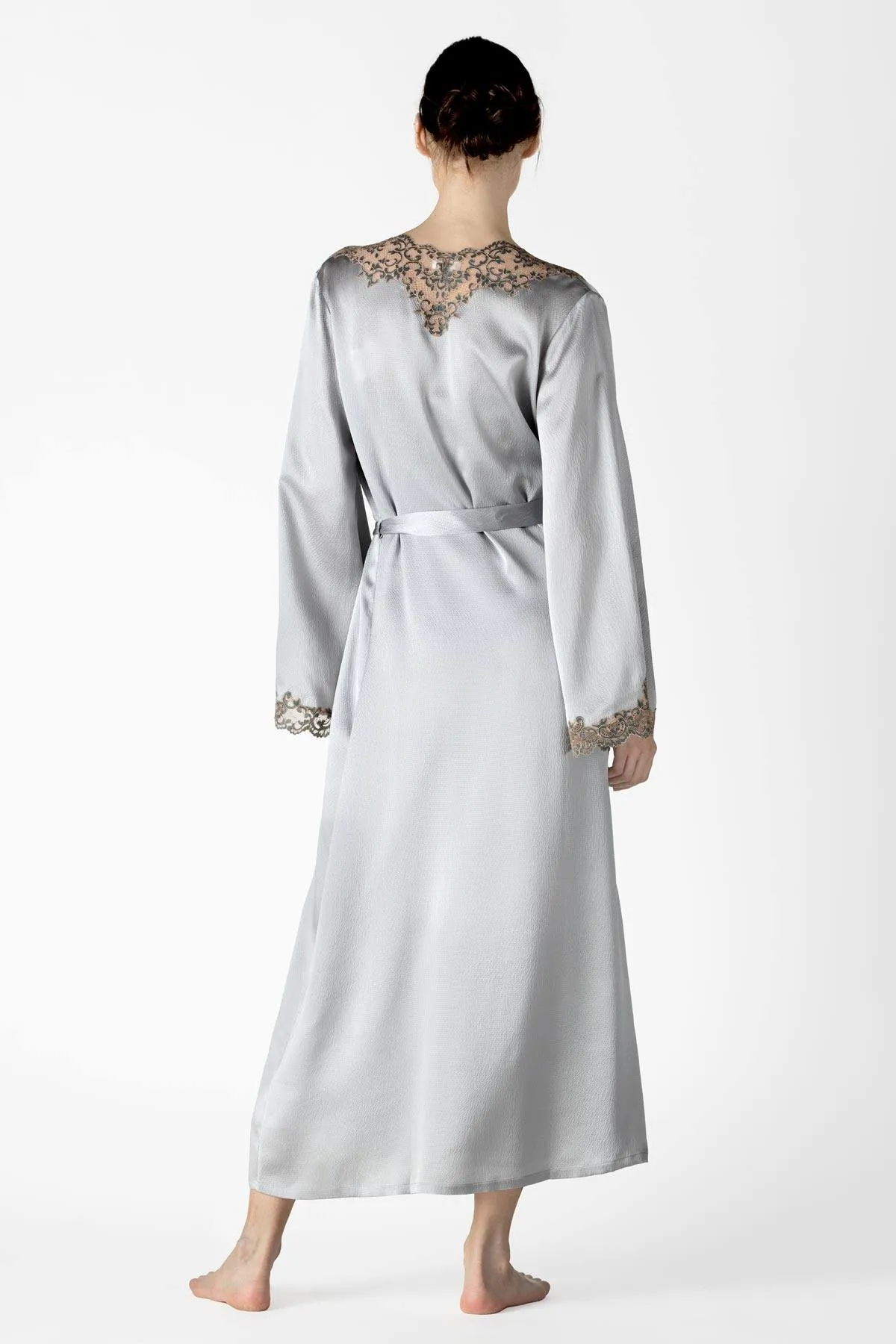 Adelaide Lace Long Silk Robe