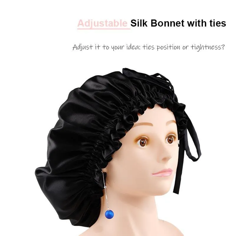 Adjustable silk bonnet black - dropshipping