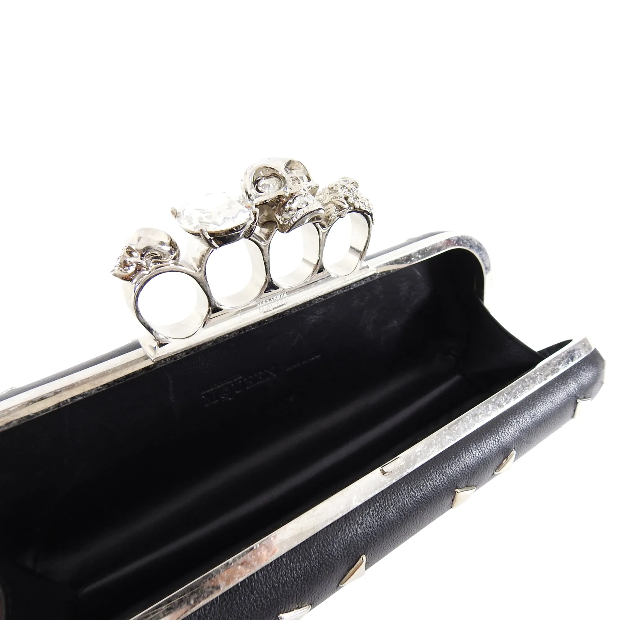 Alexander McQueen Black Stud Knuckle Duster Clutch Bag