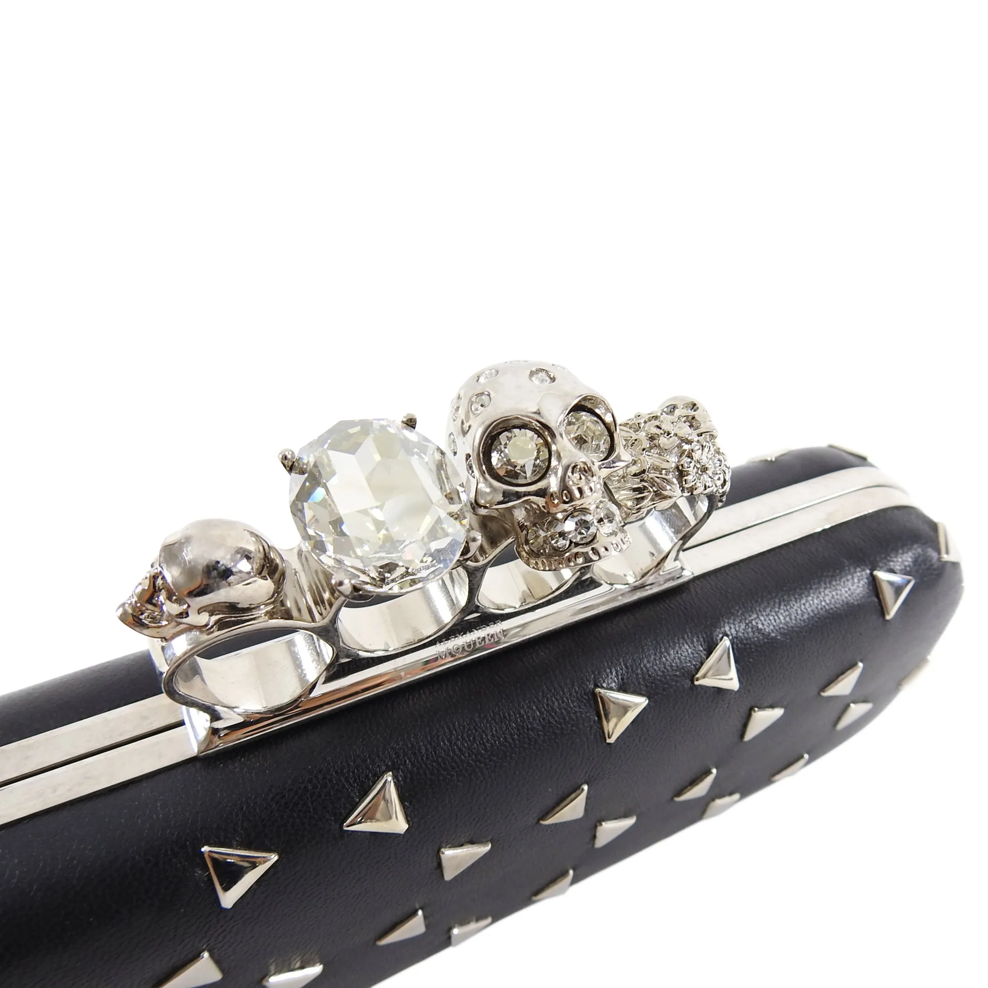 Alexander McQueen Black Stud Knuckle Duster Clutch Bag