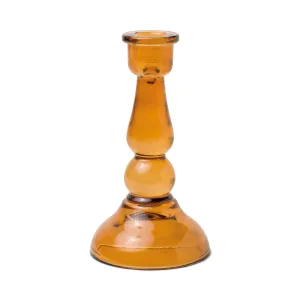 Amber tall glass taper holder