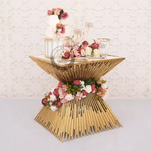 AMVROSIA Cake Table - Gold with White Top