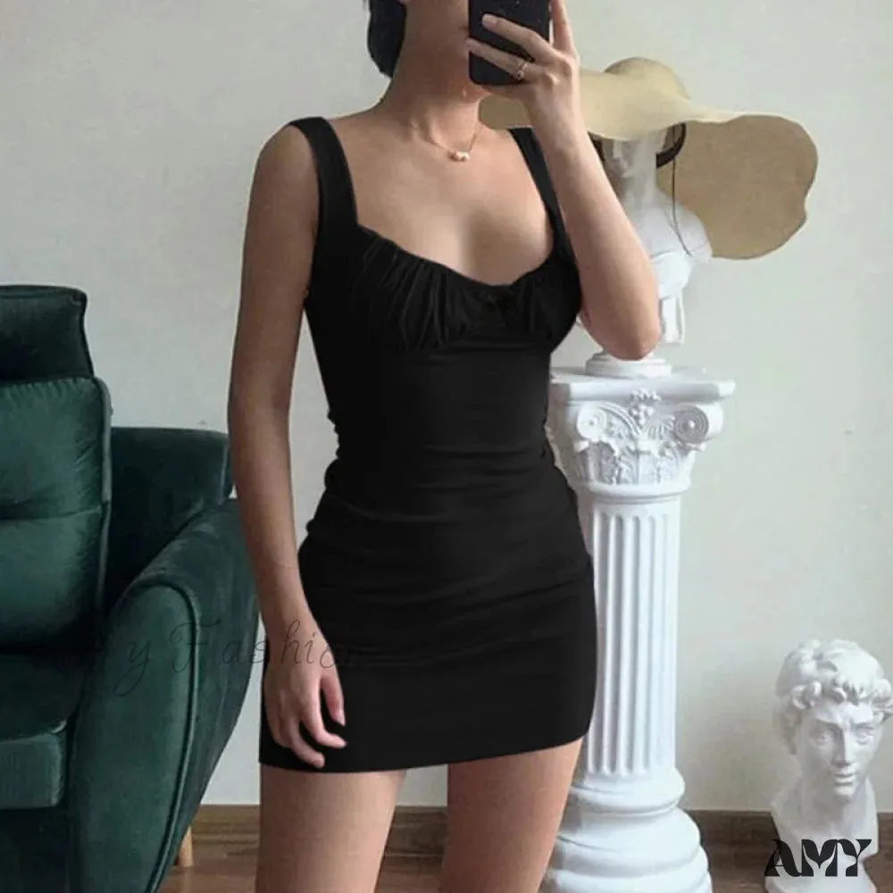 Amy Fashion - Sexy Crop Bodycon Sheath Skinny Mini Dress