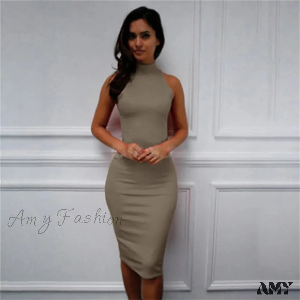 Amy Fashion - Short Sleeve O-neck Midi Dress