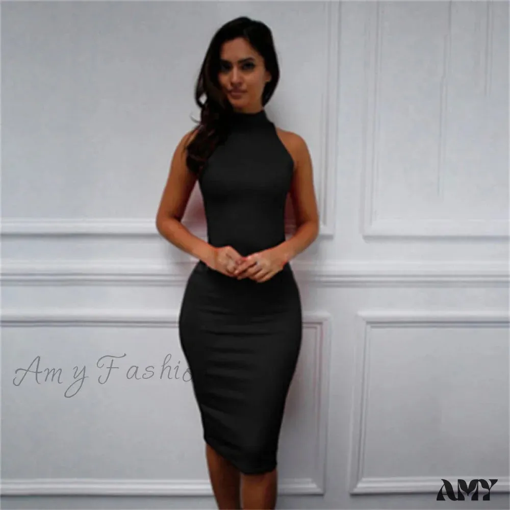 Amy Fashion - Short Sleeve O-neck Midi Dress