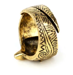 Antique gold tribal eagle head adjustable metal ring (sold by the piece)