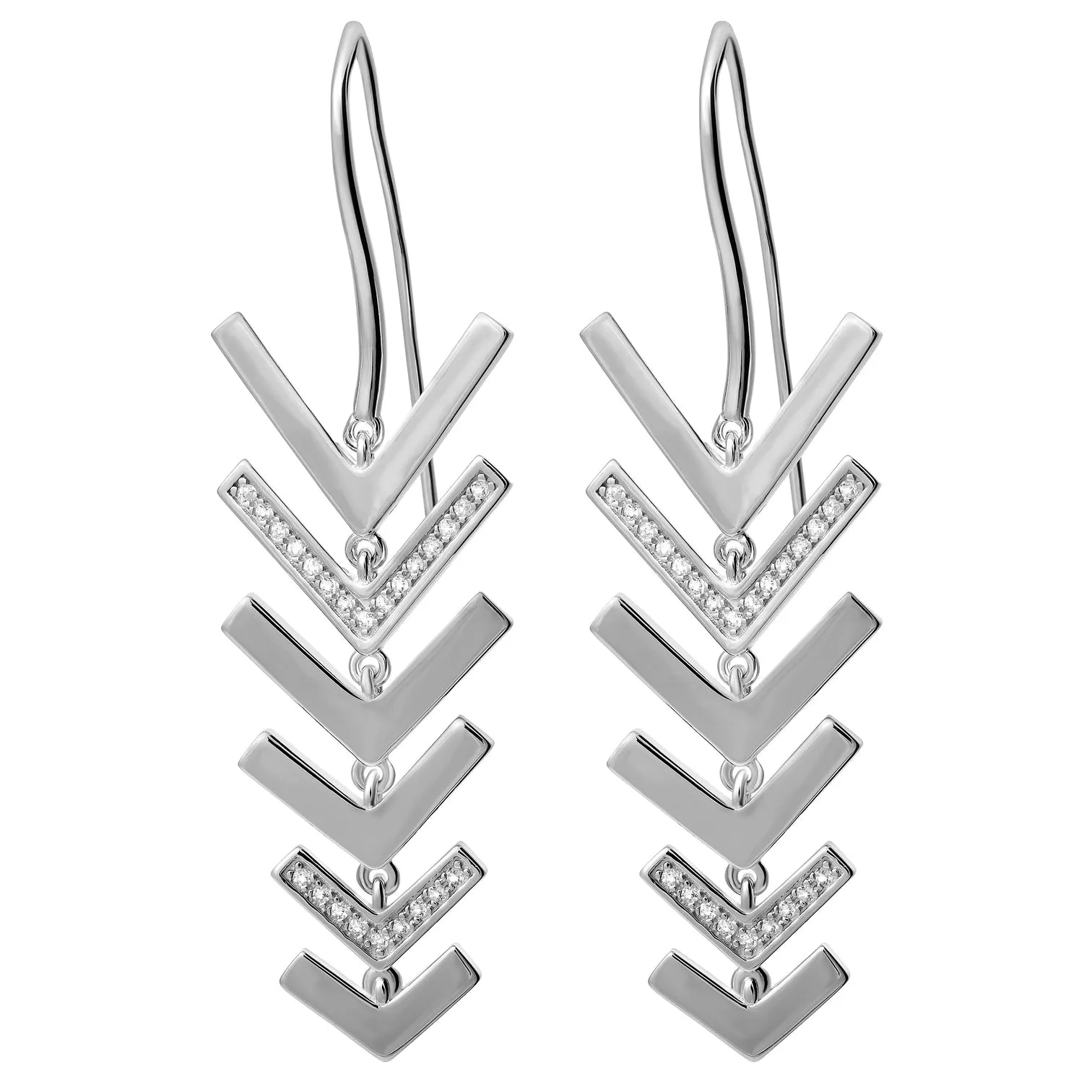 Art Deco Arrow Drop Earrings in Sterling Silver