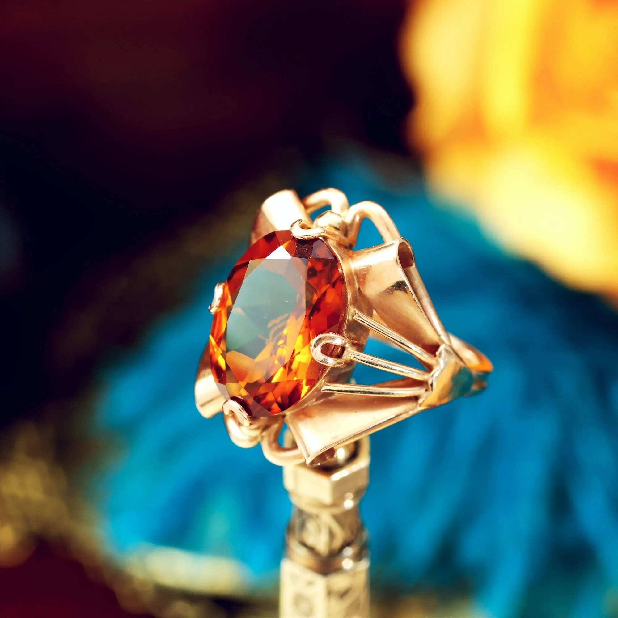 Attention Seeking Extravagant Handmade Cognac Citrine Dress Ring