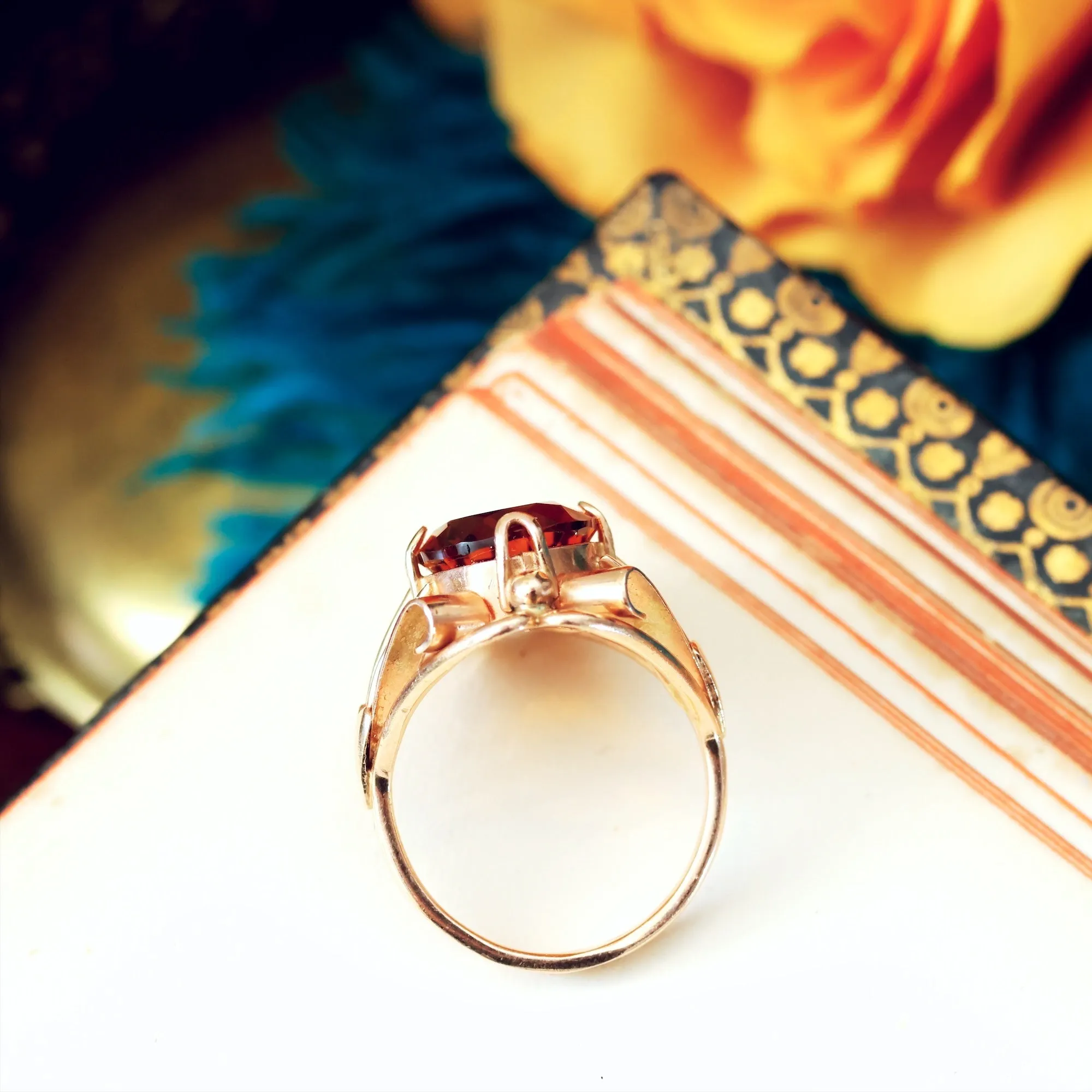 Attention Seeking Extravagant Handmade Cognac Citrine Dress Ring