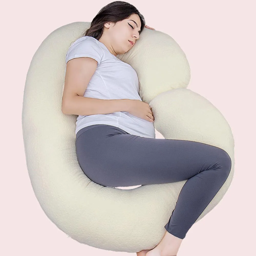 AWESLING C Shaped Full Body Pregnancy Pillow with Velour Cover (Yellow)