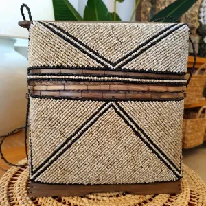 Bamboo Bag With Beaded Motif And Shells