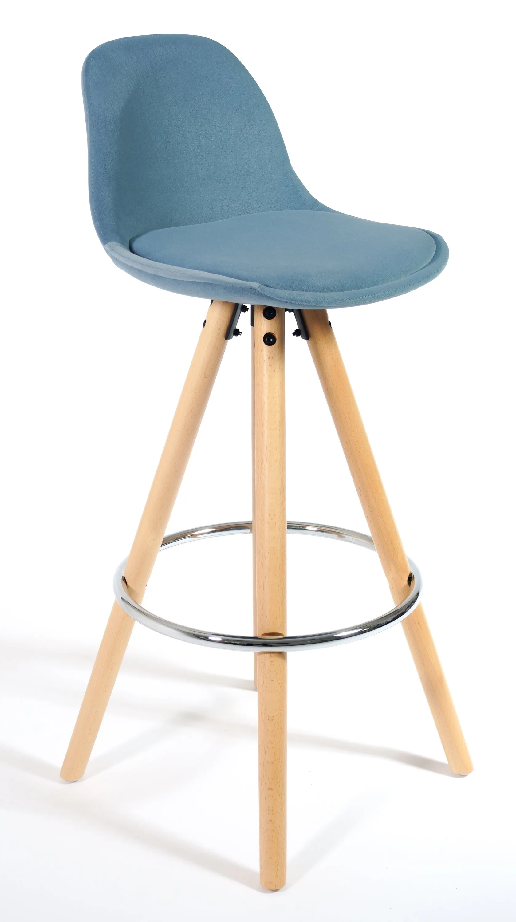 Barcelona Bar Stools Matte Velvet - Duck Egg Blue