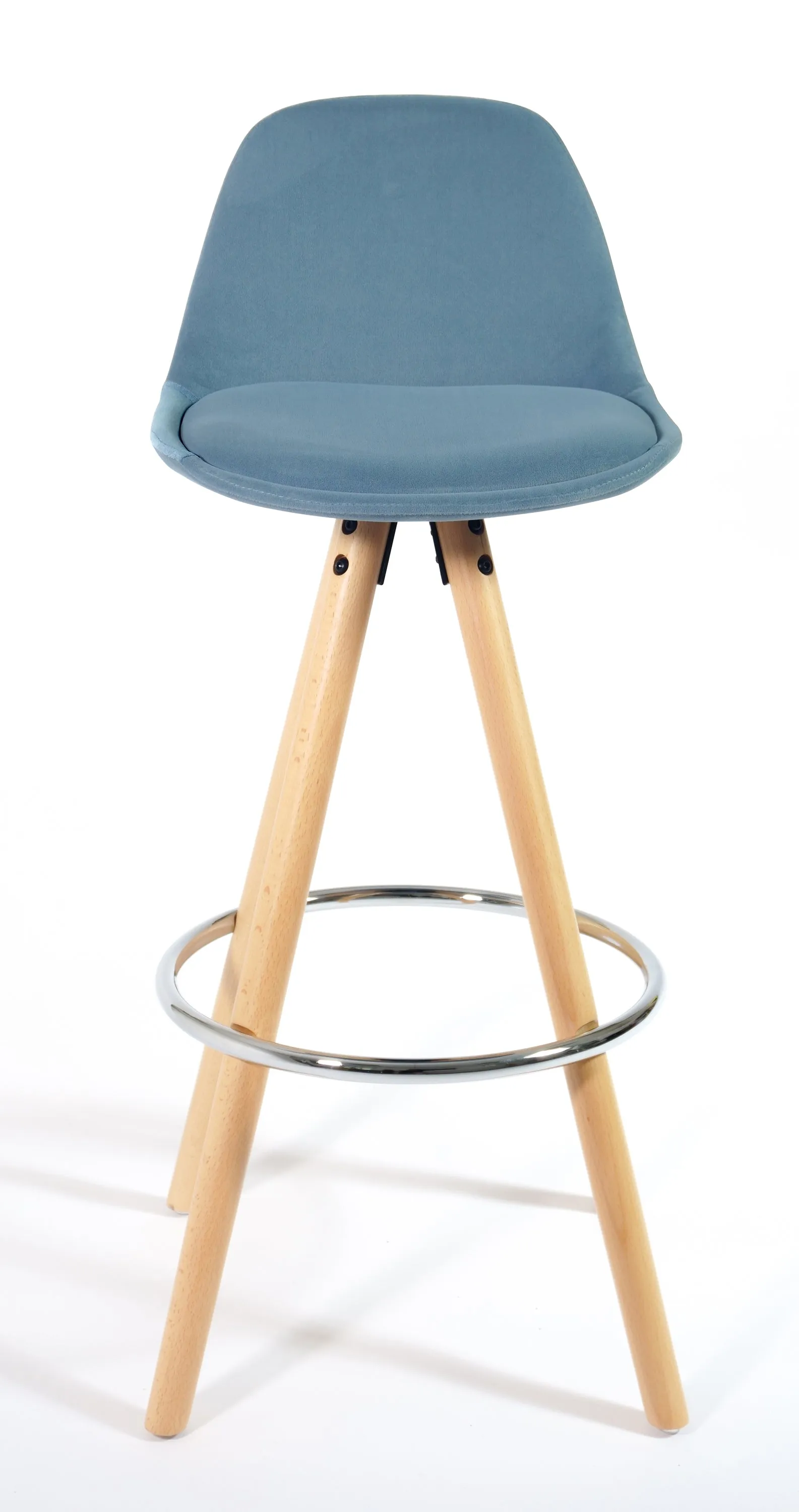 Barcelona Bar Stools Matte Velvet - Duck Egg Blue