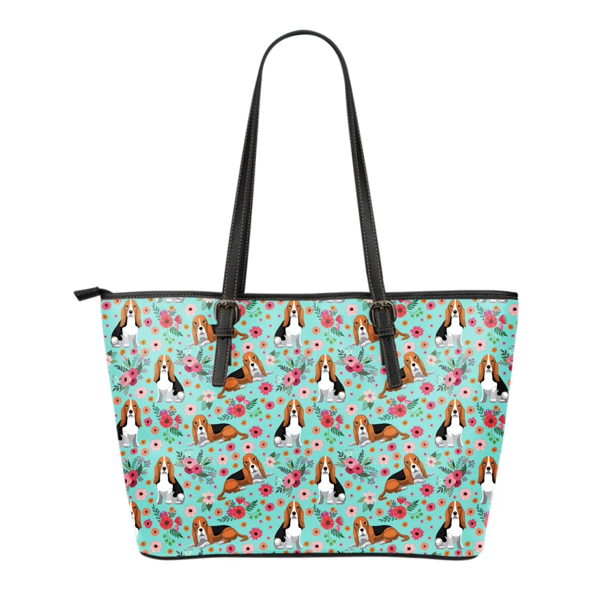 Basset Hound Flower Tote Bag