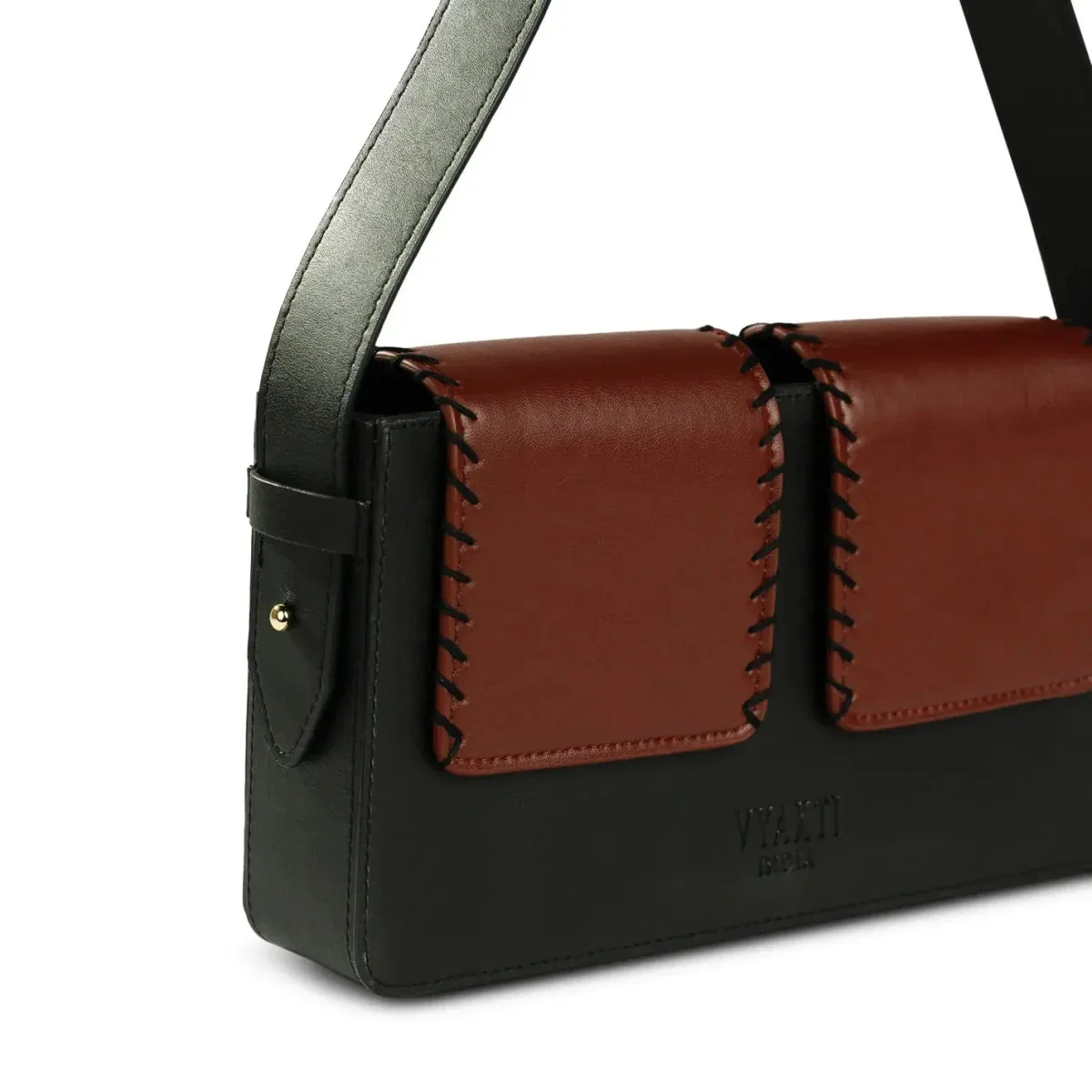 Basta- Double Flap Vegan Cactus Leather Shoulder Bag