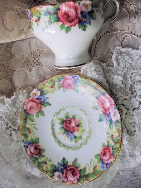 BEAUTIFUL Antique Tea Cup and Saucer TAPESTRY ROSE Paragon English Bone China Bridal Luncheons Showers,Hostess Gift,Weddings,Tea Parties