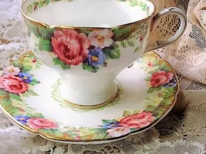 BEAUTIFUL Antique Tea Cup and Saucer TAPESTRY ROSE Paragon English Bone China Bridal Luncheons Showers,Hostess Gift,Weddings,Tea Parties