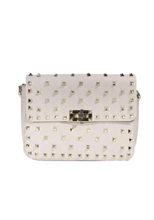 Beige Studded Clutch Bag