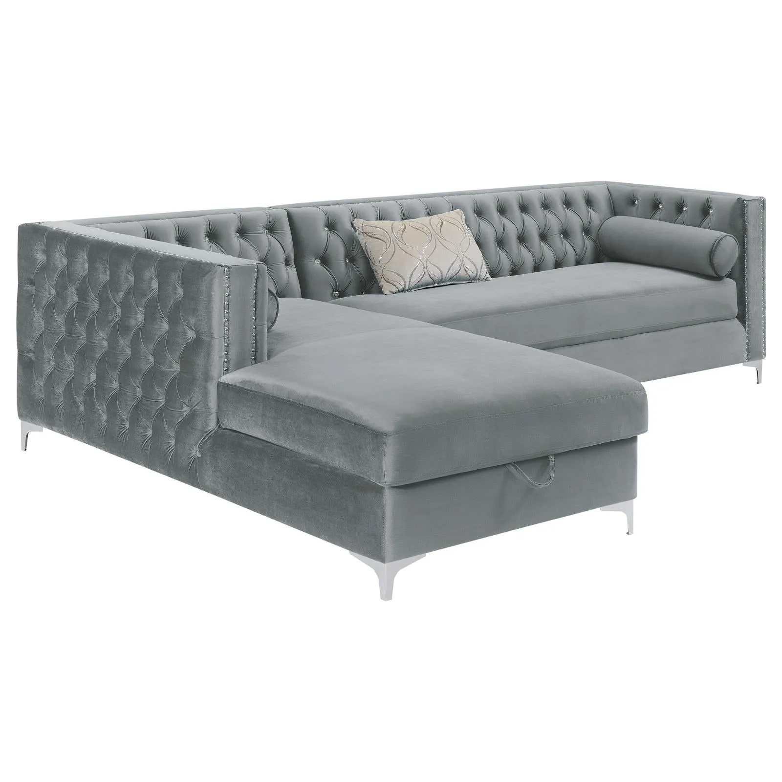 Bellaire Contemporary Silver and Chrome Sectional