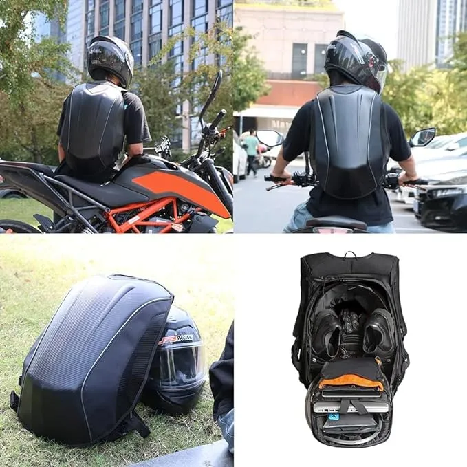 BFR Helmets Motorcycle Carbon Fibre Waterproof Hard Shell Backpack