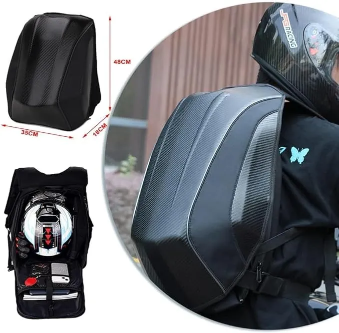 BFR Helmets Motorcycle Carbon Fibre Waterproof Hard Shell Backpack