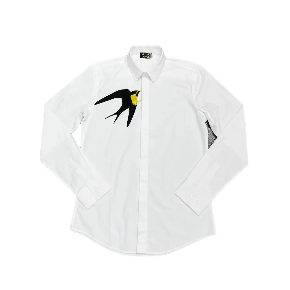 Bird Print Long Sleeve Shirt