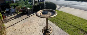 Birdbath Vintage Bronze 28" Height Pedestal Bird Bath Antique Outdoor Garden Decor Vintage Yard Art Green resin Fleur de lis Accents With Solar Pump Bird Feeder With Multiple Nozzles