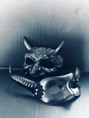 Black Horned Masks Set