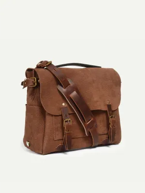 Bleu De Chauffe, Postman Bag Eclair M, Brown