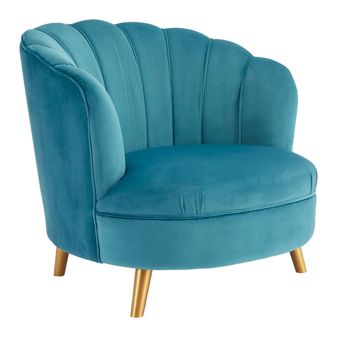 Blue Velvet Chair with Gold Wood Legs