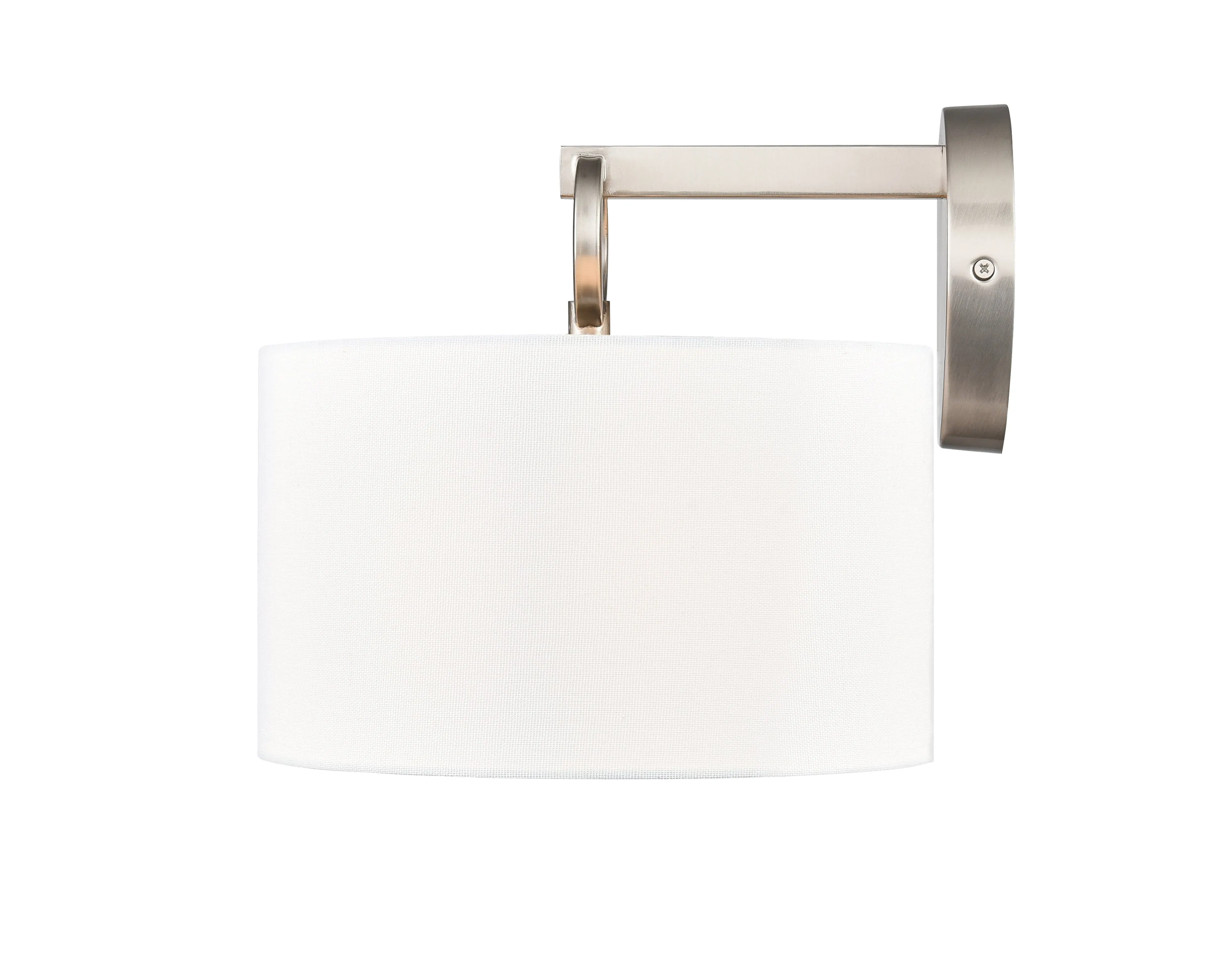 Braxstan Wall Sconce - Brushed Nickel - White Linen Shade - 11.125in. Extension - E26 Medium Base