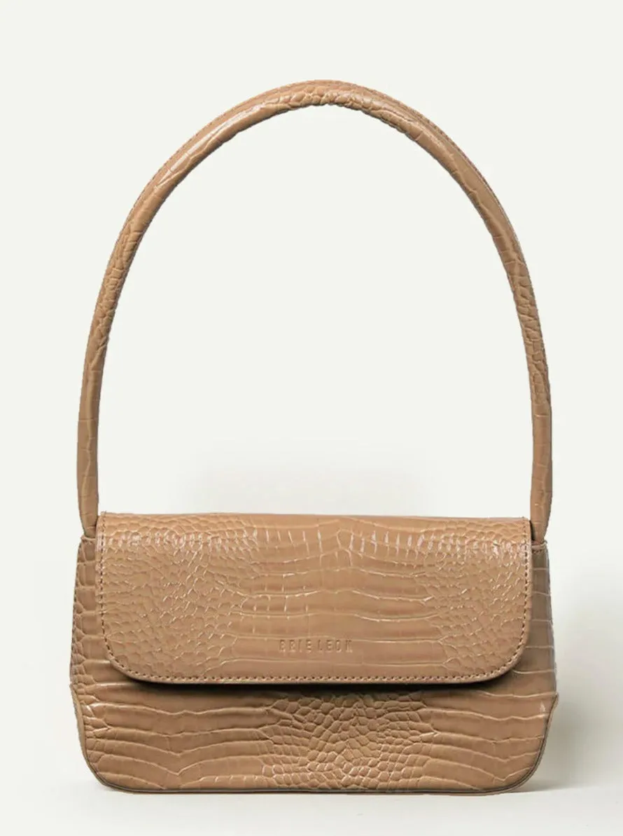 Brie Leon Mini Camille Bag in Biscuit Baby Croc