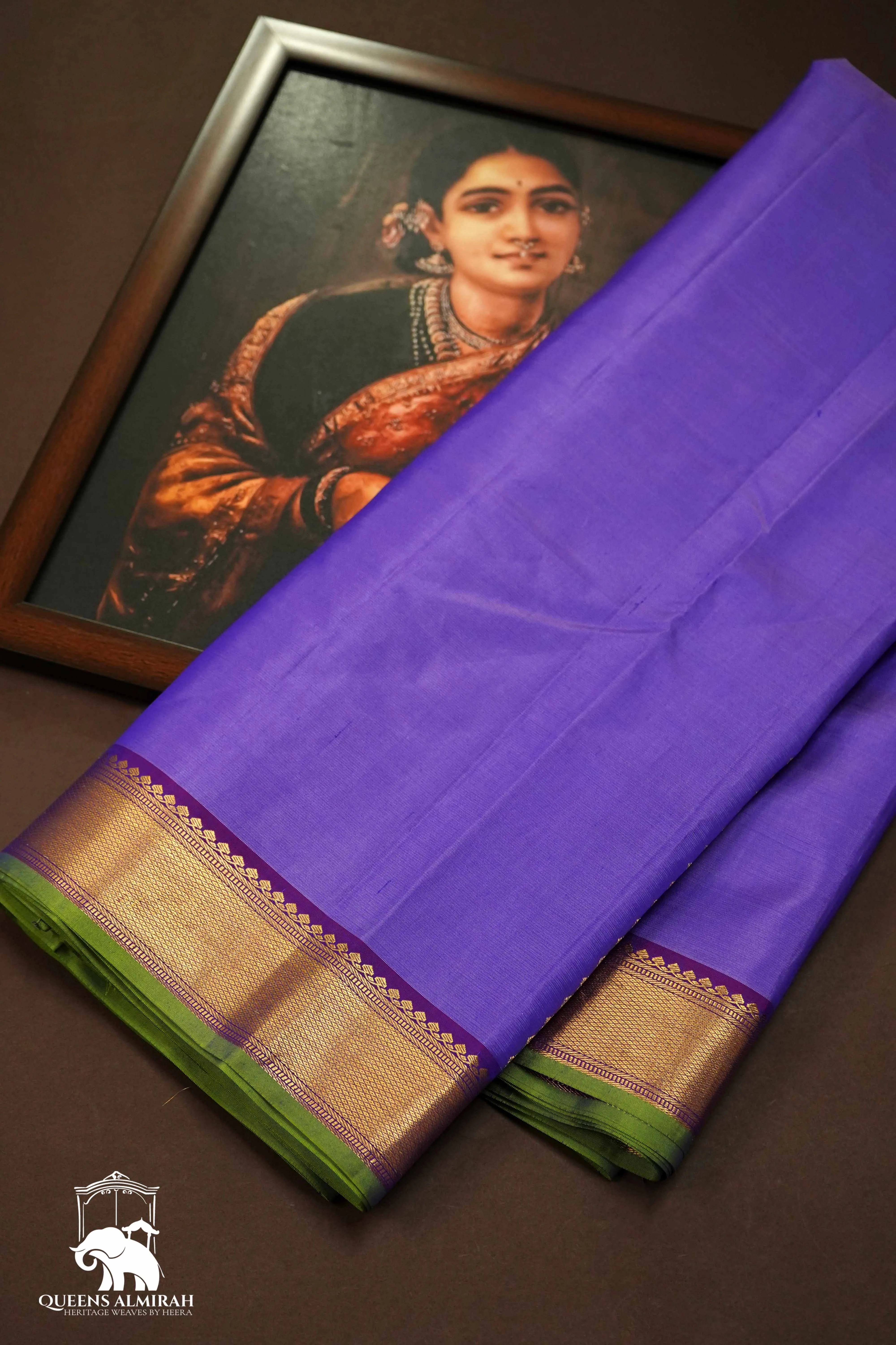 BRIGHT LAVENDAR WITH GOLD BORDER KANCHIVARAM SILK SAREE