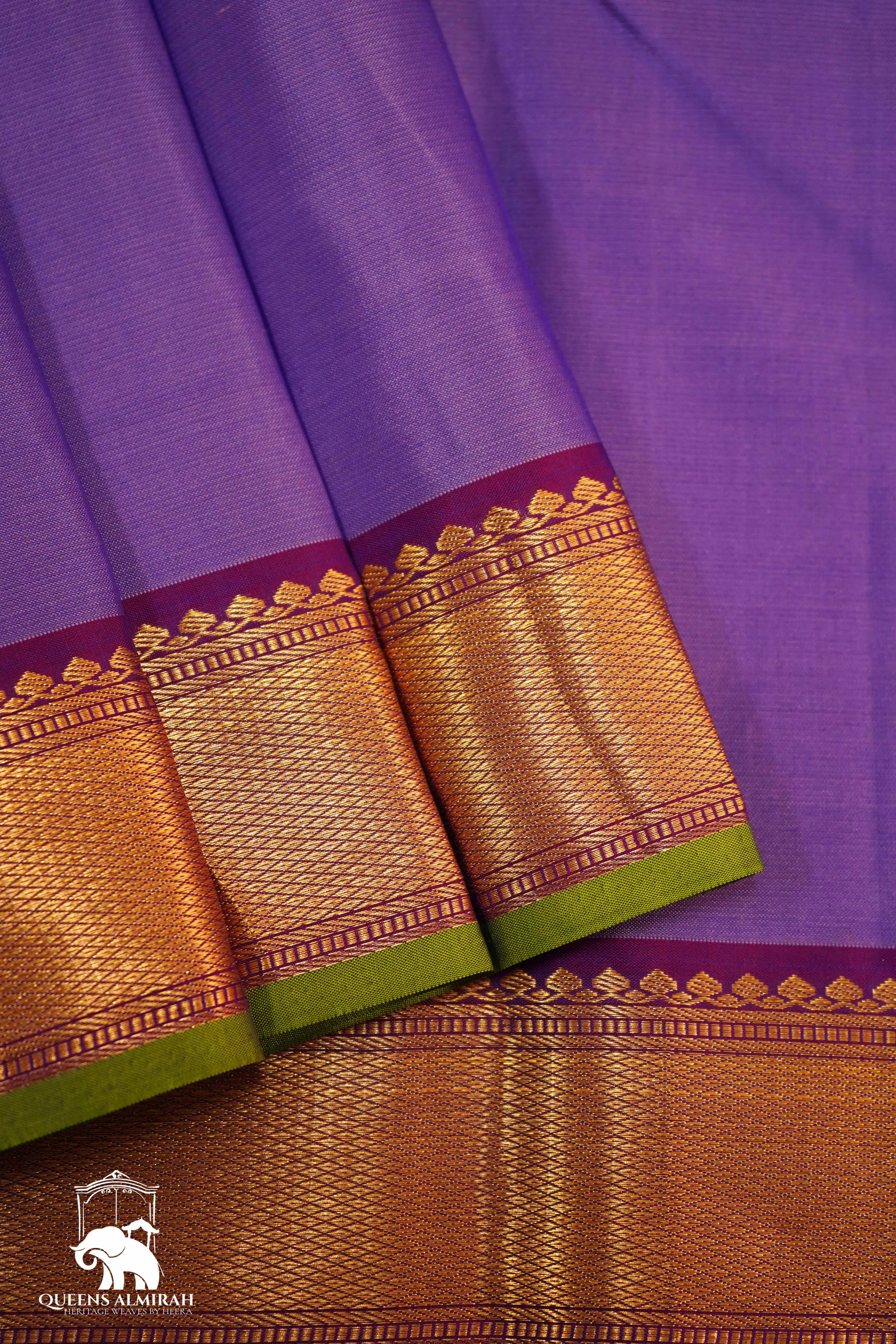 BRIGHT LAVENDAR WITH GOLD BORDER KANCHIVARAM SILK SAREE