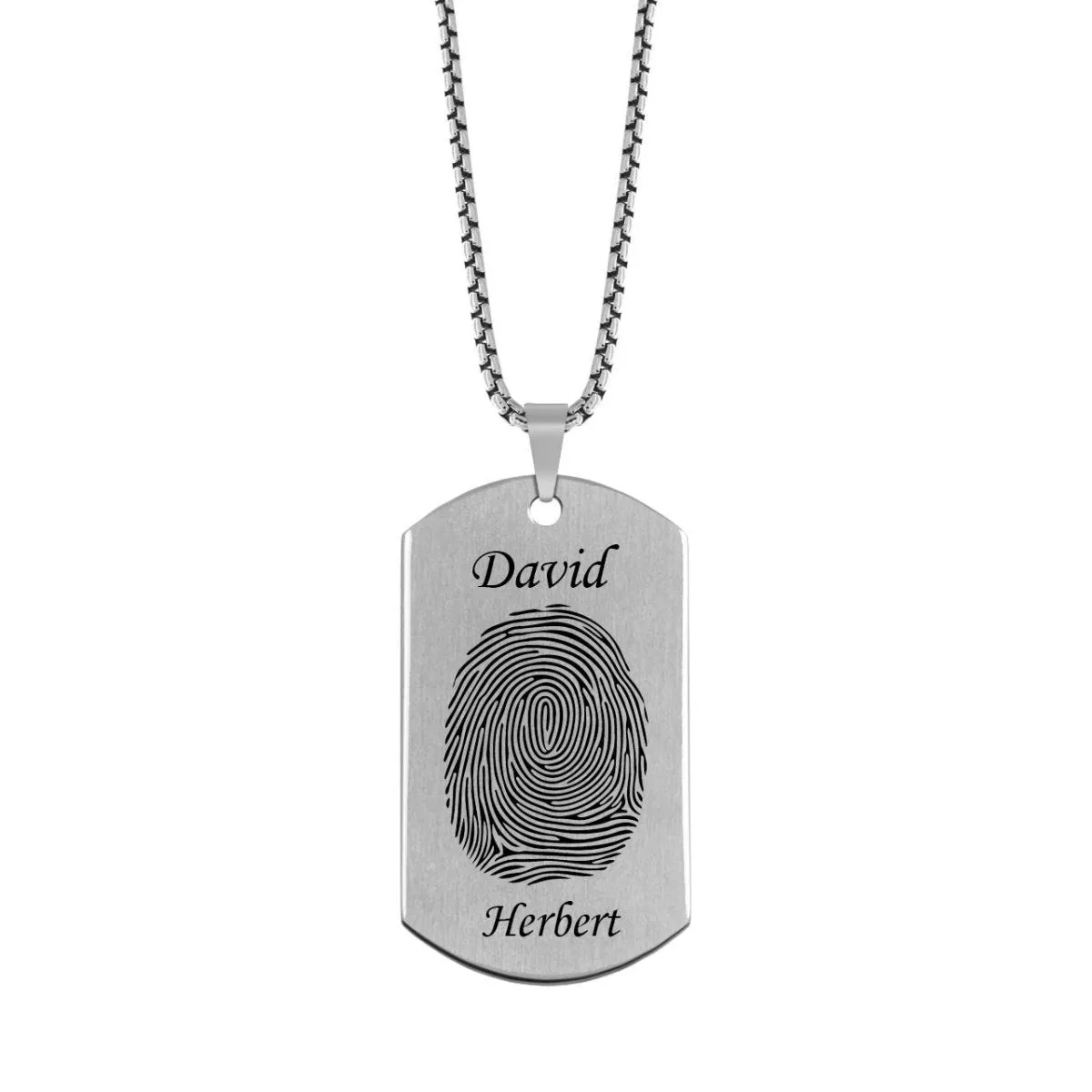 Brushed Fingerprint Dog Tag w/ First and Last Name